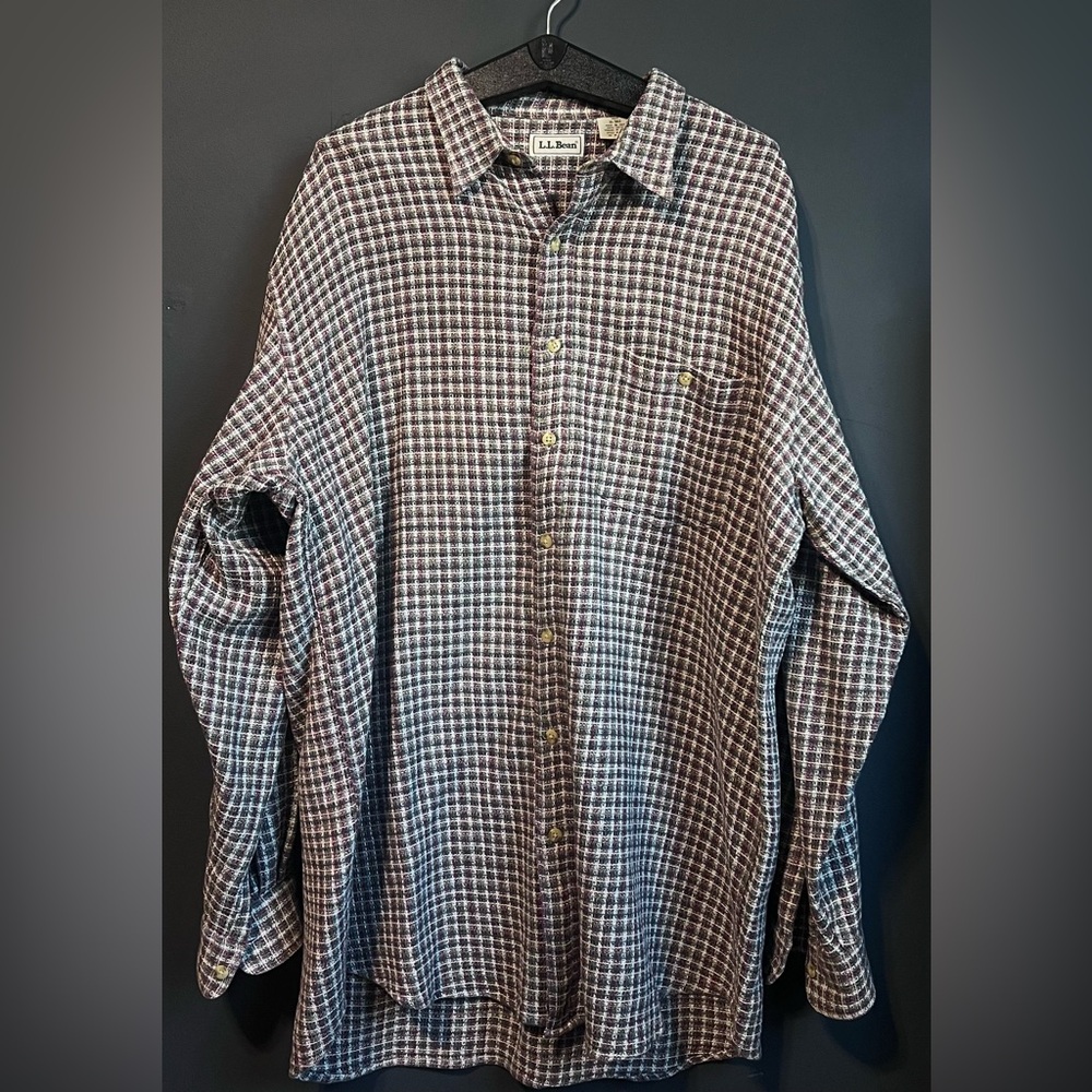 Vintage 90’s L.L. Bean XL Tall 100% Cotton Plaid Button-Up Shirt